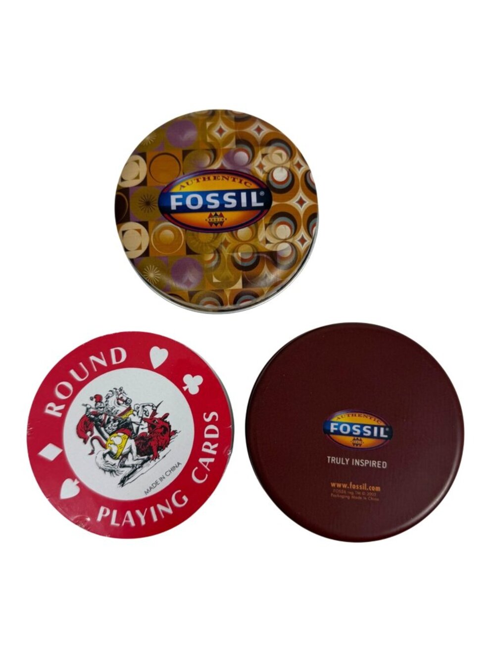 NEW Vintage Authentic Fossil Retro-Style Round Playing Cards w/ TinCollectible